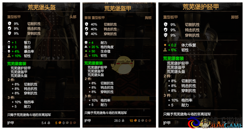 《黑荆棘角斗场》荒芜堡重甲套装备代码分享